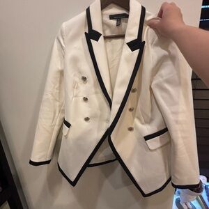 White House Black Market Double-Breasted Blazer in White and Black